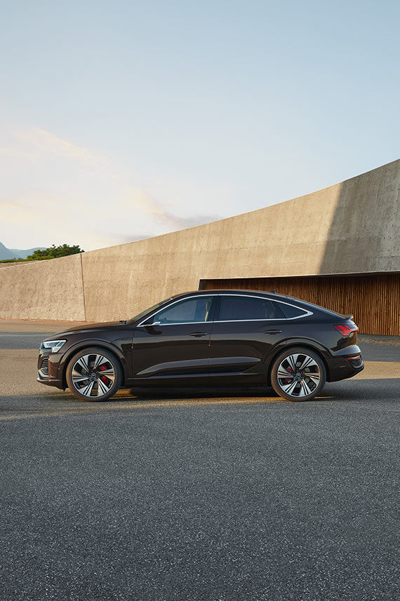 Vue latérale de l'Audi Q8 Sportback e-tron